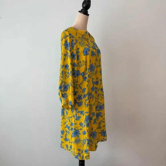 💙💛 Cabi Yellow Blue Floral Tunic Dress Size L Flowy Boho Lightweight💙💛 - Picture 5 of 11